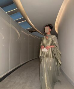 Alternative view of Metallic Sage kaftan
